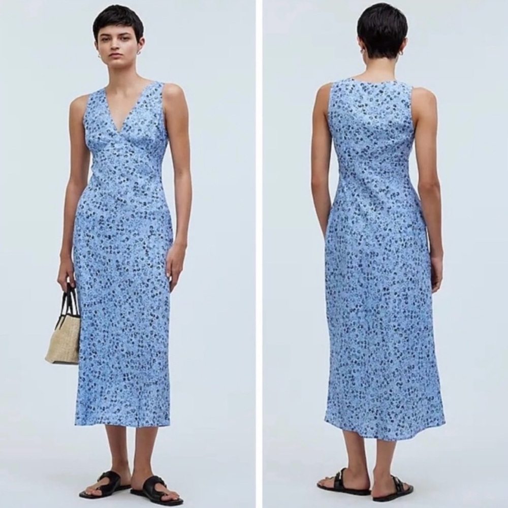 Blue Floral Sleeveless Dress